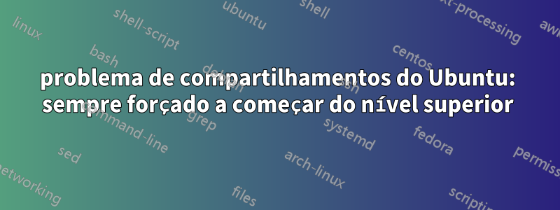 problema de compartilhamentos do Ubuntu: sempre forçado a começar do nível superior