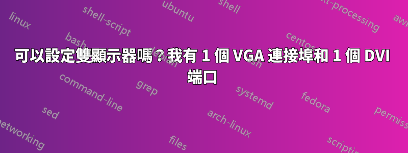 可以設定雙顯示器嗎？我有 1 個 VGA 連接埠和 1 個 DVI 端口