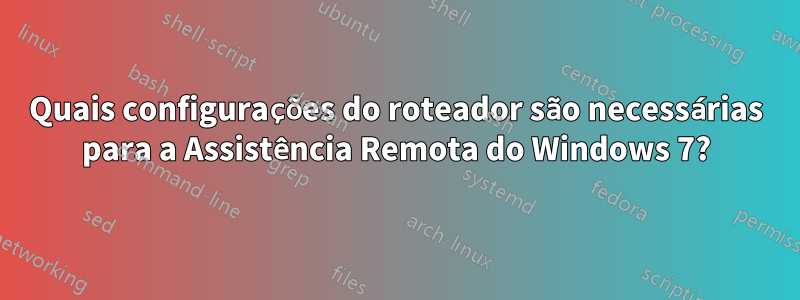 Quais configurações do roteador são necessárias para a Assistência Remota do Windows 7?