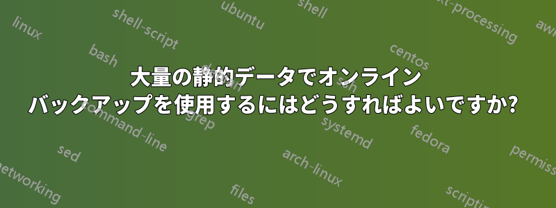 大量の静的データでオンライン バックアップを使用するにはどうすればよいですか? 