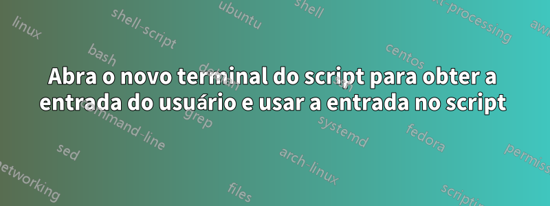 Abra o novo terminal do script para obter a entrada do usuário e usar a entrada no script