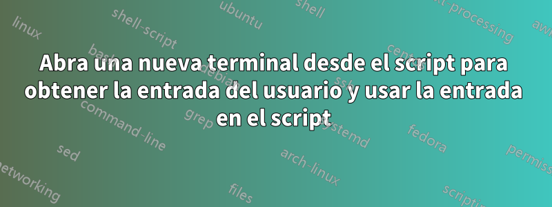 Abra una nueva terminal desde el script para obtener la entrada del usuario y usar la entrada en el script