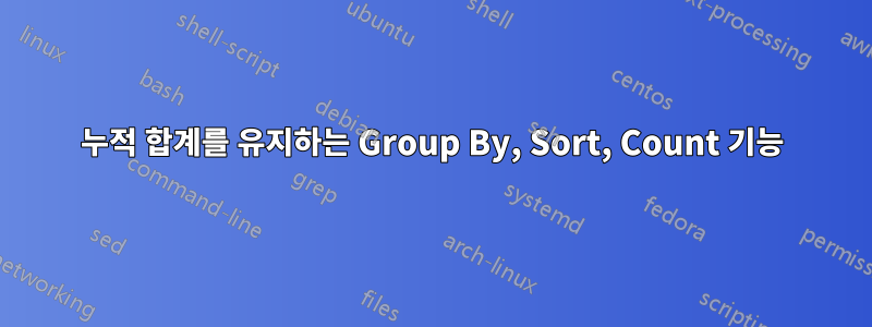 누적 합계를 유지하는 Group By, Sort, Count 기능