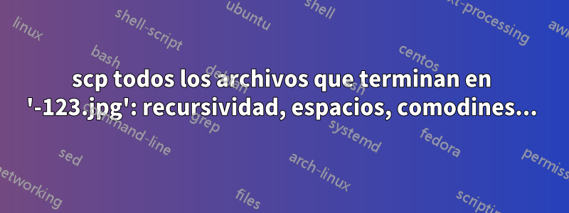 scp todos los archivos que terminan en '-123.jpg': recursividad, espacios, comodines...