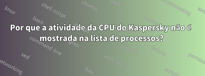 Por que a atividade da CPU do Kaspersky não é mostrada na lista de processos?