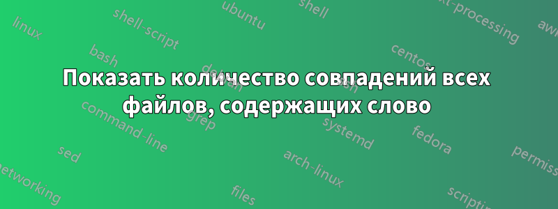 Показать количество совпадений всех файлов, содержащих слово