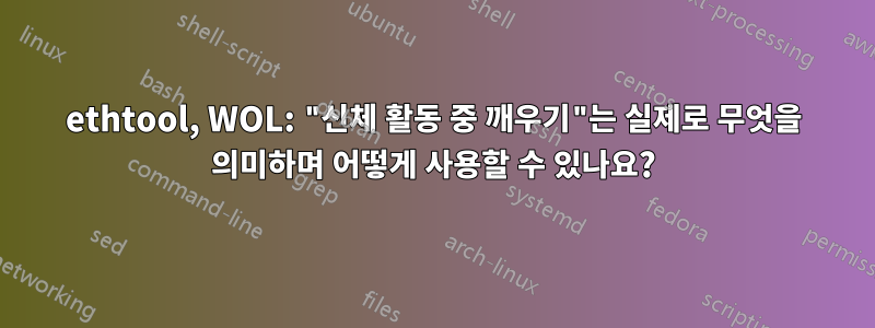 ethtool, WOL: "신체 활동 중 깨우기"는 실제로 무엇을 의미하며 어떻게 사용할 수 있나요?