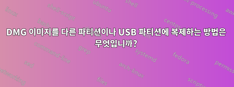 DMG 이미지를 다른 파티션이나 USB 파티션에 복제하는 방법은 무엇입니까?