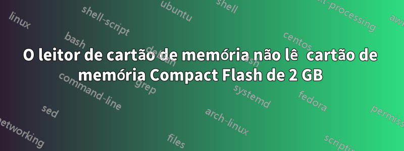 O leitor de cartão de memória não lê cartão de memória Compact Flash de 2 GB
