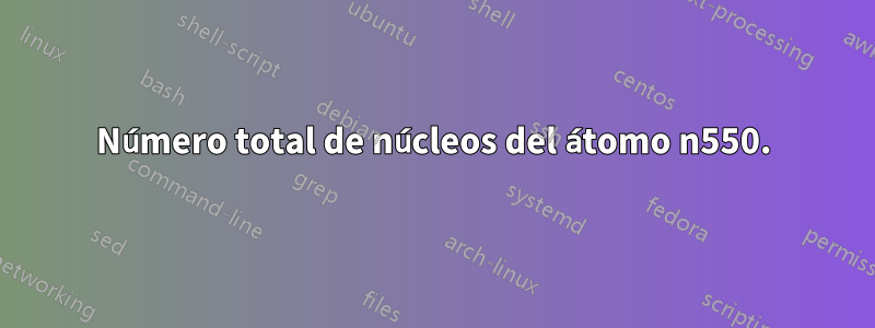 Número total de núcleos del átomo n550.