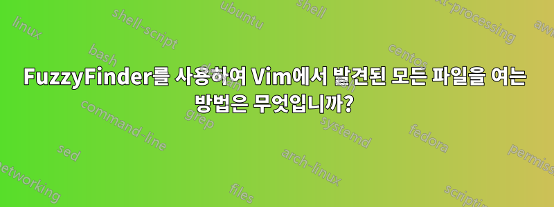 FuzzyFinder를 사용하여 Vim에서 발견된 모든 파일을 여는 방법은 무엇입니까?