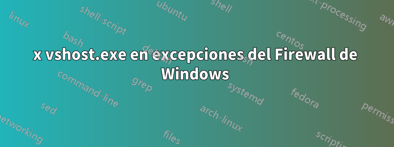 5x vshost.exe en excepciones del Firewall de Windows