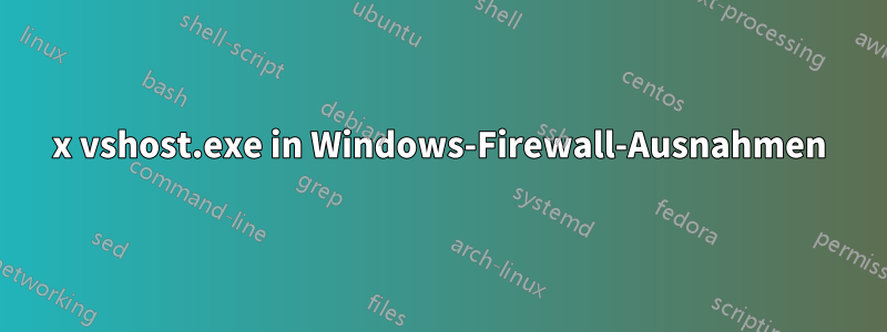 5x vshost.exe in Windows-Firewall-Ausnahmen