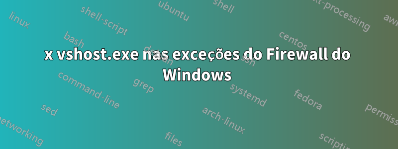 5x vshost.exe nas exceções do Firewall do Windows