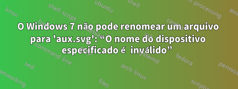 O Windows 7 não pode renomear um arquivo para 'aux.svg': “O nome do dispositivo especificado é inválido” 