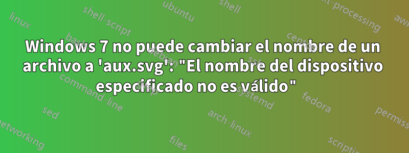 Windows 7 no puede cambiar el nombre de un archivo a 'aux.svg': "El nombre del dispositivo especificado no es válido" 