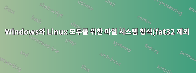 Windows와 Linux 모두를 위한 파일 시스템 형식(fat32 제외)