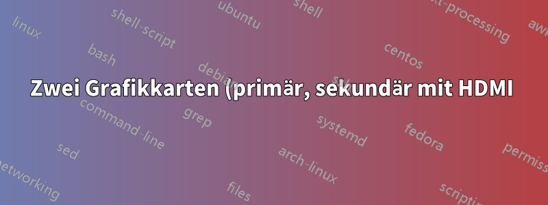 Zwei Grafikkarten (primär, sekundär mit HDMI) zur Bereitstellung eines HDMI-Ausgangssignals für den Fernseher