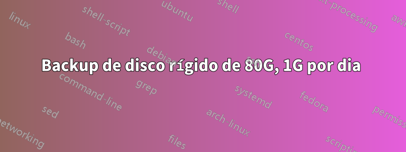 Backup de disco rígido de 80G, 1G por dia