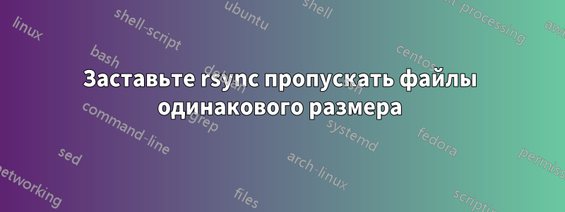 Заставьте rsync пропускать файлы одинакового размера