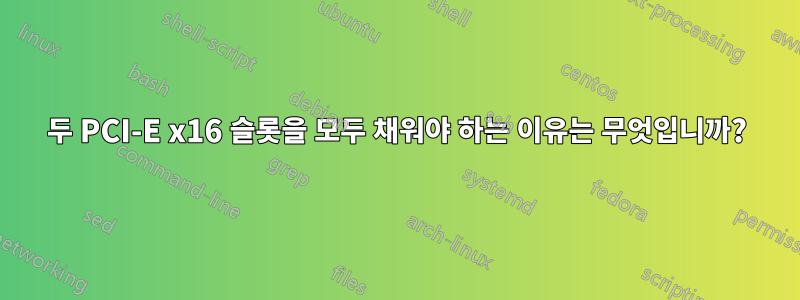 두 PCI-E x16 슬롯을 모두 채워야 하는 이유는 무엇입니까?