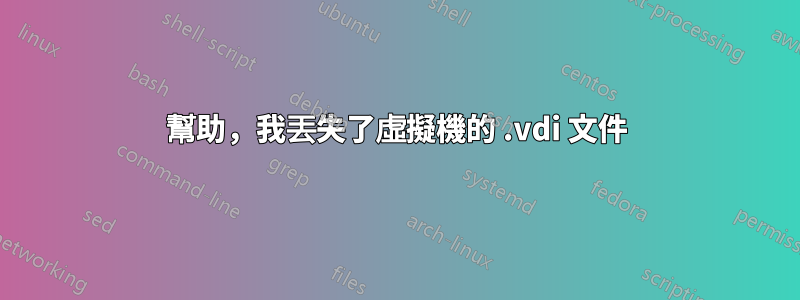 幫助，我丟失了虛擬機的 .vdi 文件