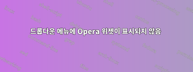 드롭다운 메뉴에 Opera 위젯이 표시되지 않음