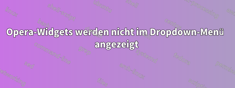 Opera-Widgets werden nicht im Dropdown-Menü angezeigt