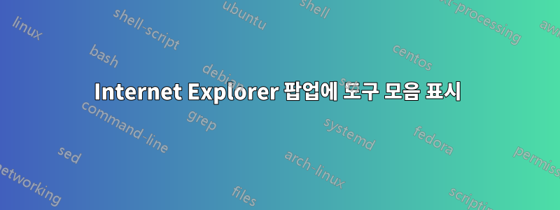 Internet Explorer 팝업에 도구 모음 표시