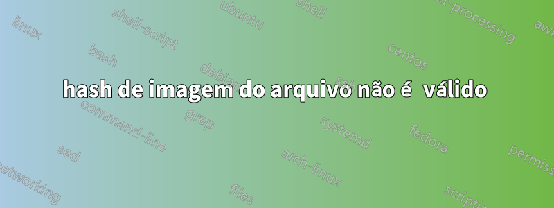 hash de imagem do arquivo não é válido