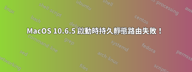 MacOS 10.6.5 啟動時持久靜態路由失敗！