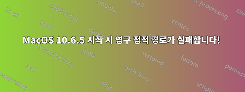 MacOS 10.6.5 시작 시 영구 정적 경로가 실패합니다!