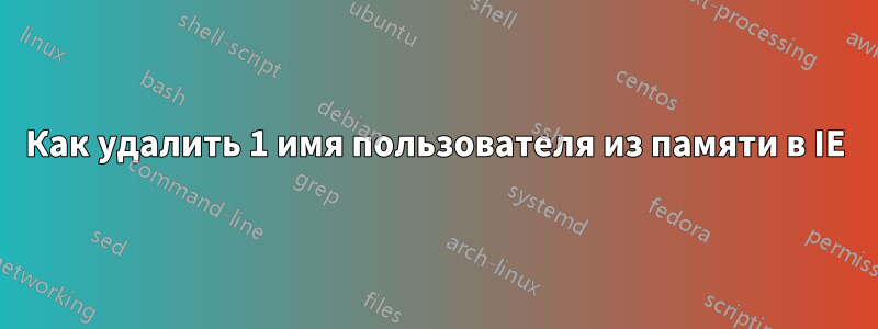 Как удалить 1 имя пользователя из памяти в IE