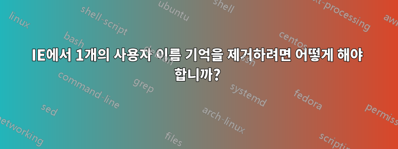 IE에서 1개의 사용자 이름 기억을 제거하려면 어떻게 해야 합니까?