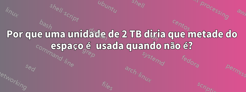 Por que uma unidade de 2 TB diria que metade do espaço é usada quando não é?