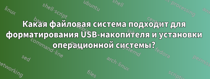 Какая файловая система подходит для форматирования USB-накопителя и установки операционной системы?