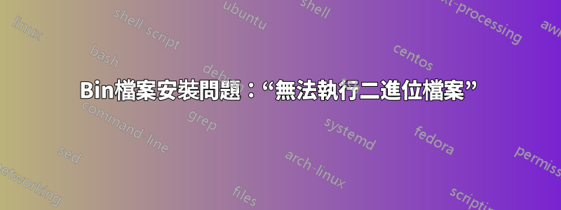 Bin檔案安裝問題：“無法執行二進位檔案”