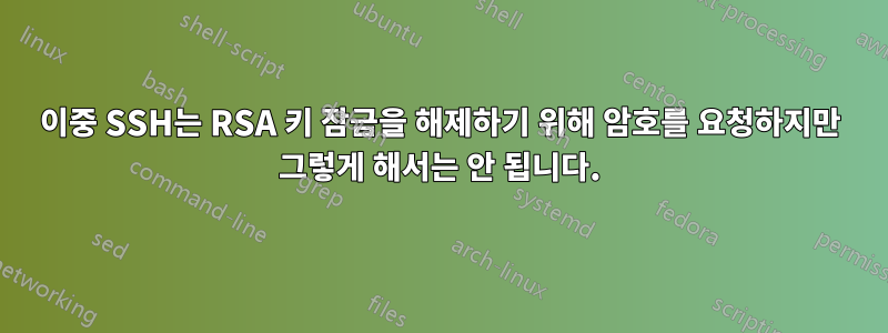 이중 SSH는 RSA 키 잠금을 해제하기 위해 암호를 요청하지만 그렇게 해서는 안 됩니다.