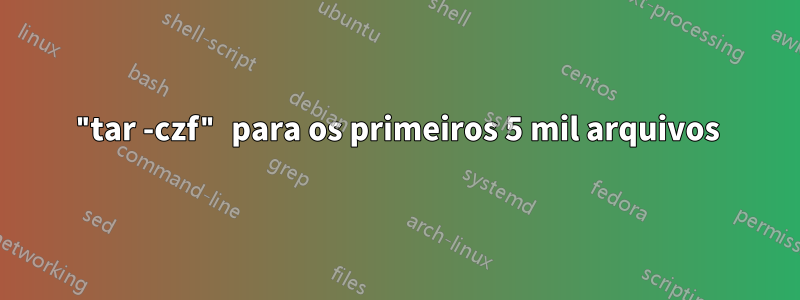 "tar -czf" para os primeiros 5 mil arquivos