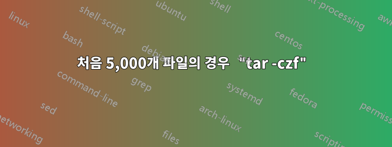 처음 5,000개 파일의 경우 "tar -czf"