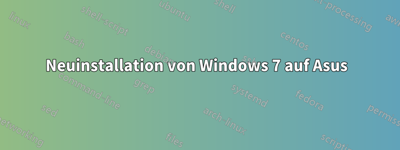 Neuinstallation von Windows 7 auf Asus 