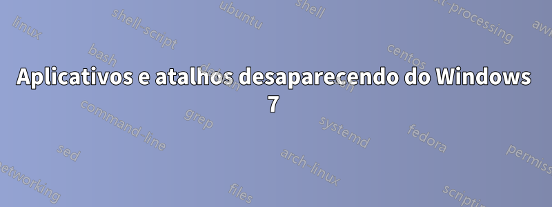 Aplicativos e atalhos desaparecendo do Windows 7