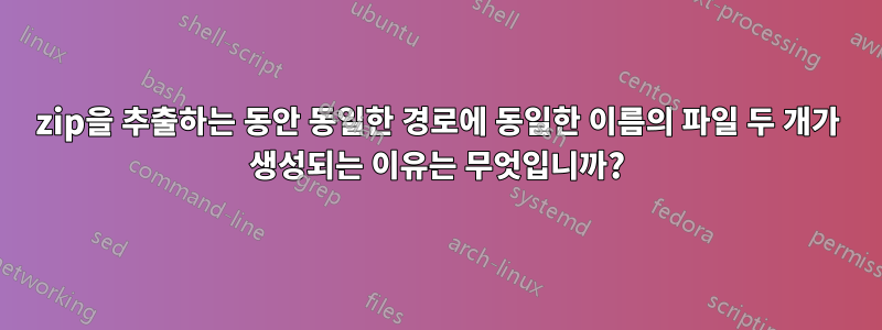 zip을 추출하는 동안 동일한 경로에 동일한 이름의 파일 두 개가 생성되는 이유는 무엇입니까?