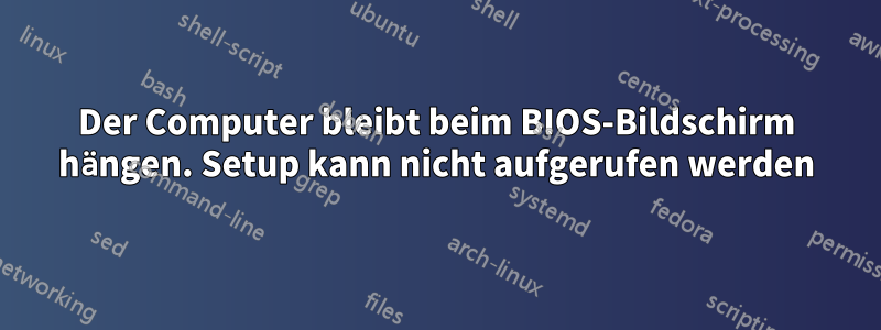 Der Computer bleibt beim BIOS-Bildschirm hängen. Setup kann nicht aufgerufen werden