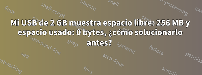 Mi USB de 2 GB muestra espacio libre: 256 MB y espacio usado: 0 bytes, ¿cómo solucionarlo antes? 