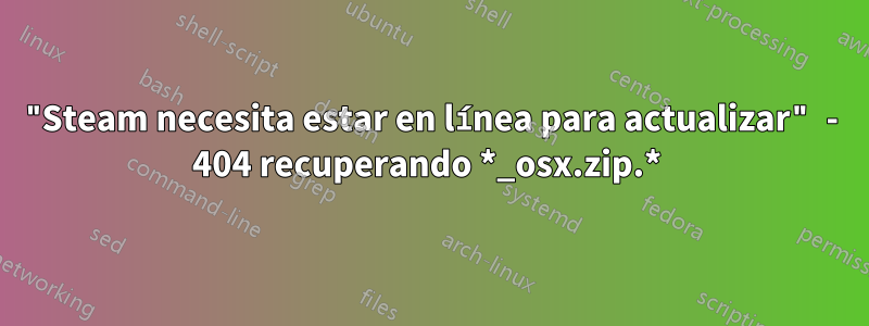 "Steam necesita estar en línea para actualizar" - 404 recuperando *_osx.zip.* 