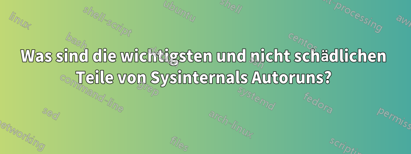 Was sind die wichtigsten und nicht schädlichen Teile von Sysinternals Autoruns?