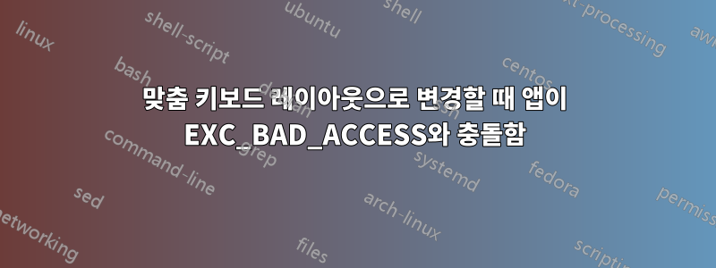 맞춤 키보드 레이아웃으로 변경할 때 앱이 EXC_BAD_ACCESS와 충돌함