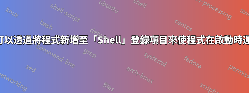 是否可以透過將程式新增至「Shell」登錄項目來使程式在啟動時運行？