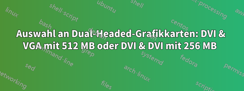 Auswahl an Dual-Headed-Grafikkarten: DVI & VGA mit 512 MB oder DVI & DVI mit 256 MB 